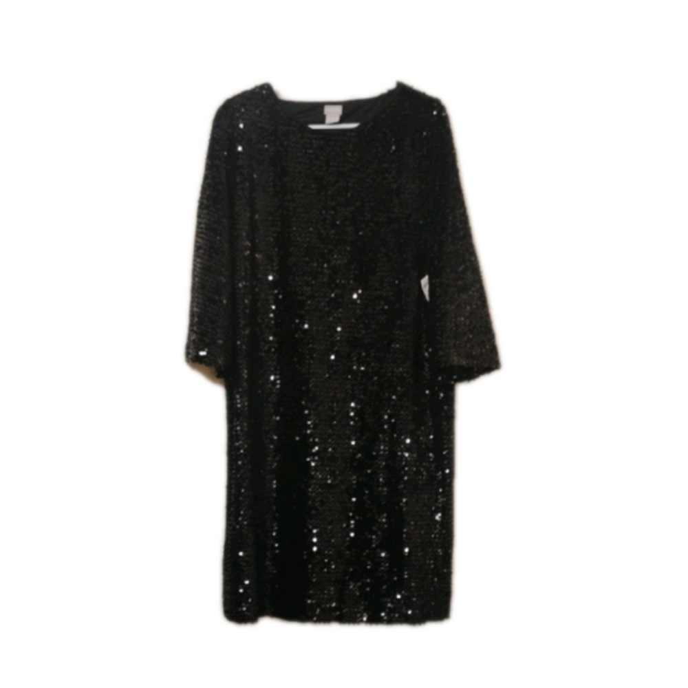 Chico's Black Sequin Dress Nwt Size 12/14